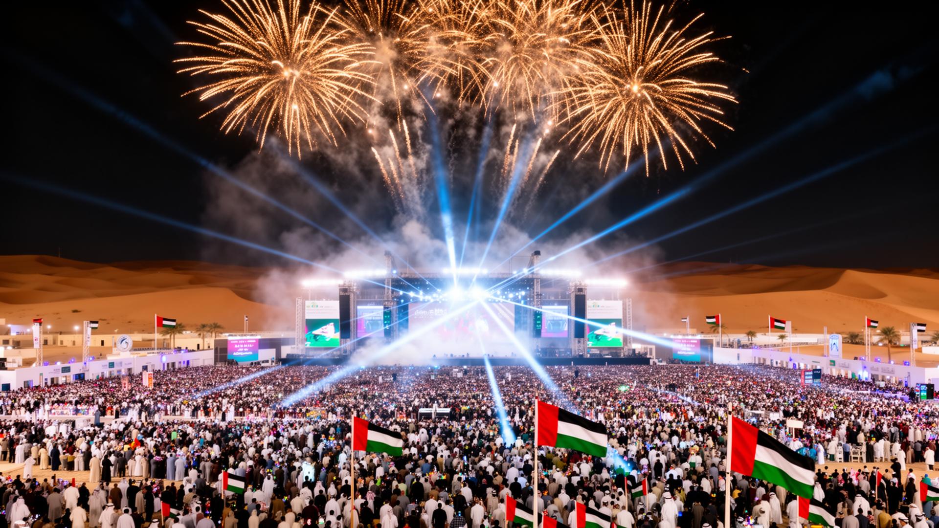Liwa International Festival crowd with fireworks
